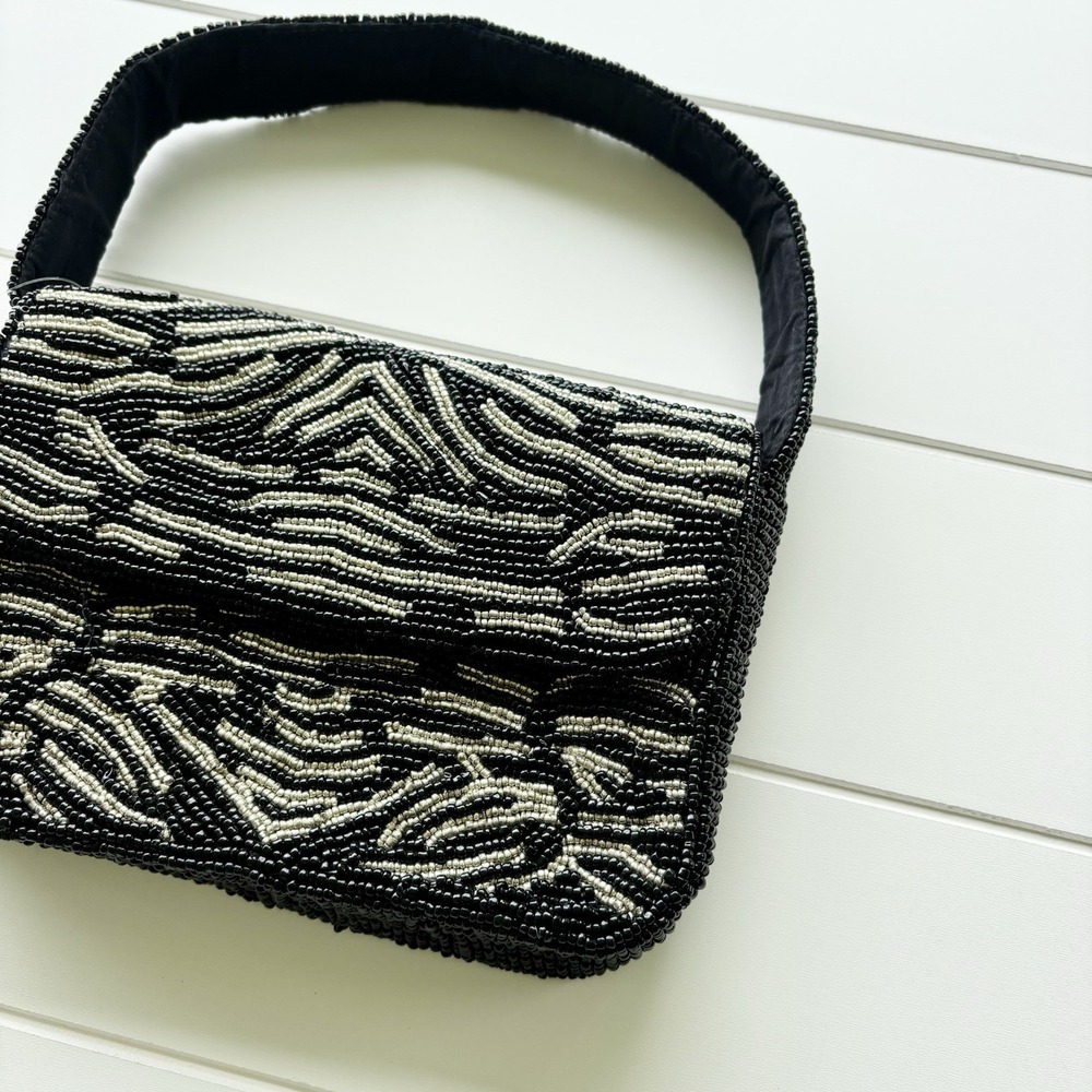 Viral Tik Tok Animal Print Zebra Beaded Bag - Picture 3 of 13